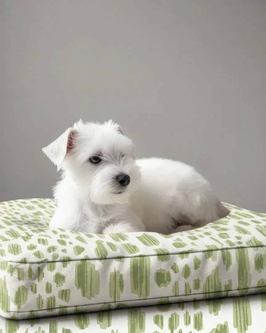 400TC Sateen Cotton Dog Bed – Luxury Green Botanical Pet Cushion