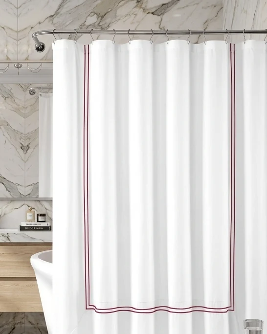 Luxuries Shower Curtain – Luxury Hotel Style, White with Double Border