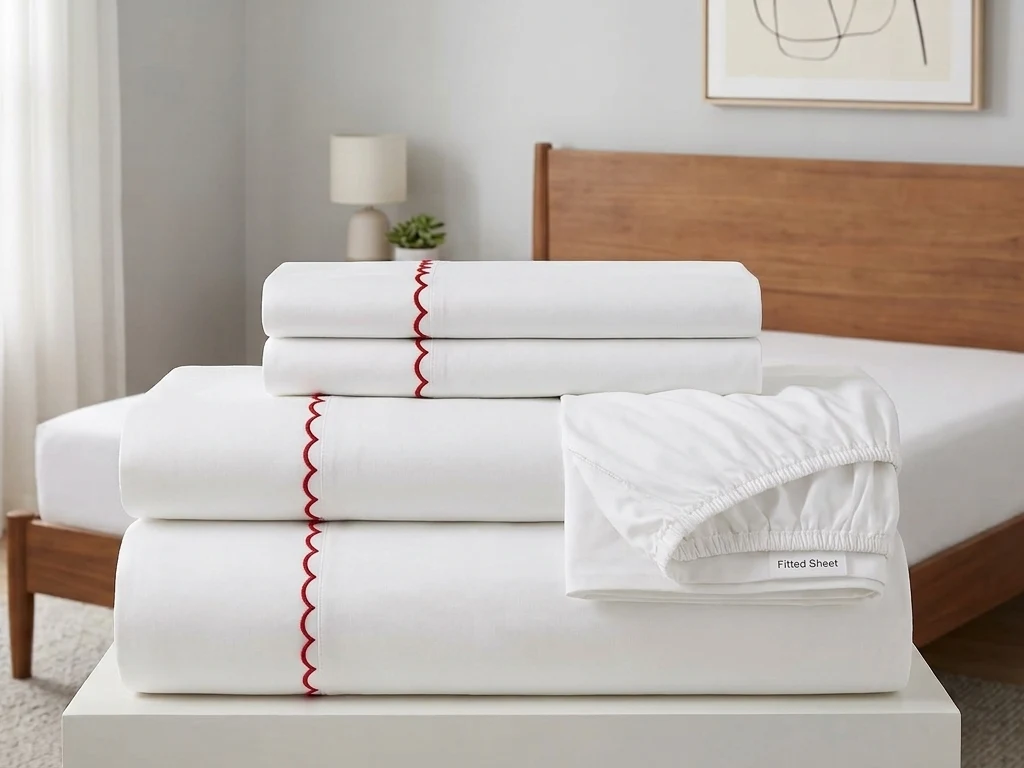 Luxury White Sheet Set elegent Embrodiery – Premium Cotton Bedding